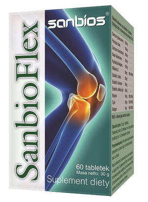 SANBIOS Sanbioflex Glukozamina Chondroityna Kolagen Kwas hialuronowy 60 tabletek