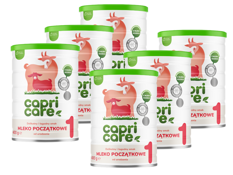 Capricare 1 - mleko początkowe od urodzenia, oparte na mleku kozim ZESTAW 6 x 400 g