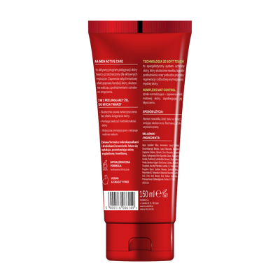 AA Men Active Care 3w1 Peelingujący żel do mycia twarzy 150 ml