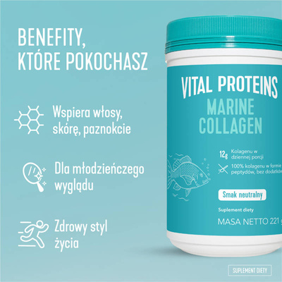 Vital Proteins Marine Collagen dla młodzieńczego wyglądu, kolagen rybi o neutralnym smaku 221g