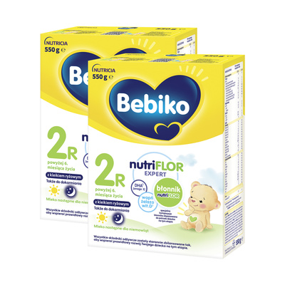BEBIKO NUTRIflor Expert 2R mleko następne z kleikiem ryżowym, dla niemowląt, powyżej 6. m-ca życia ZESTAW 2 x 550 g
