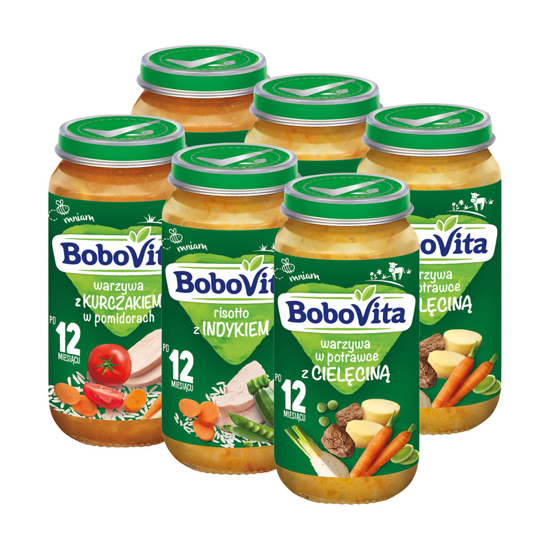 Zestaw Bobovita Obiadek Bez glutenu od 12 miesiąca 6 sztuk