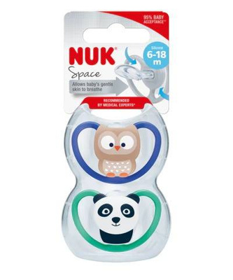 NUK Space smoczek silikonowy 6-18 miesięcy panda sowa 736366 2szt