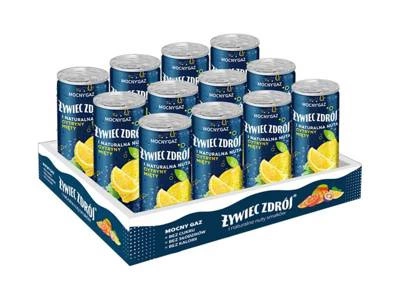Żywiec Zdrój Mocny Gaz Napój gazowany i naturalna nuta cytryny-mięty ZESTAW 12 x 330 ml