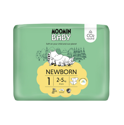 Moomin Baby pieluszki eko Newborn 1 2-5 kg 25 sztuk 
