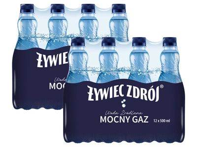 Żywiec Zdrój Mocny Gaz Woda źródlana ZESTAW 24 x 500 ml