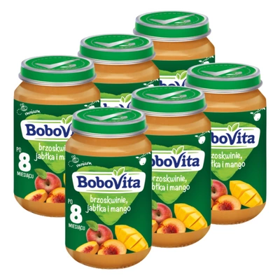 BoboVita Brzoskwinie, jabłko i mango deserek po 8 miesiącu 6x190g