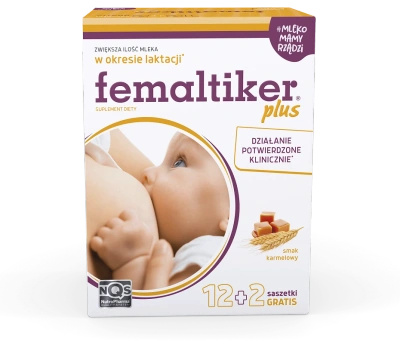 Femaltiker Plus wspomaganie LAKTACJI karmienie smak karmelowy 12+2 saszetek