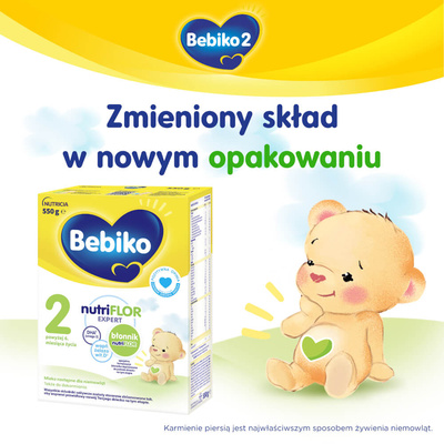 BEBIKO NUTRIflor Expert 2 mleko następne dla niemowląt, powyżej 6. m-ca życia ZESTAW 4 x 550 g