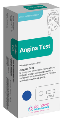 Angina Test Strep A domowy Test na anginę paciorkowcową 1 sztuka