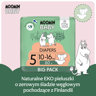 Moomin Baby 5 Maxi 10-16 kg (60 szt), eko pieluszki