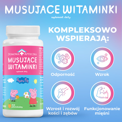 Musujące Witaminki "Świnka Peppa" ZESTAW WITAMIN DLA DZIECI 60 tabletek	