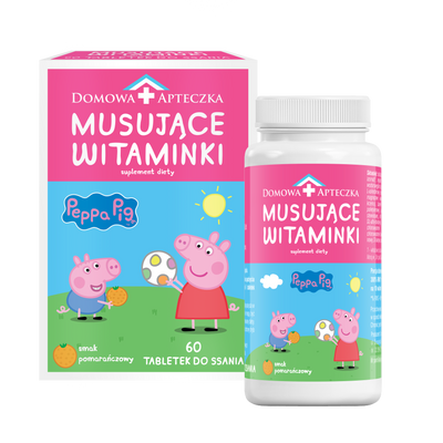 Musujące Witaminki "Świnka Peppa" ZESTAW WITAMIN DLA DZIECI 60 tabletek	