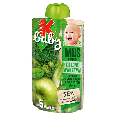 Kubuś Baby Mus po 5 miesiącu jabłko zielony groszek koper włoski brokuł 100 g