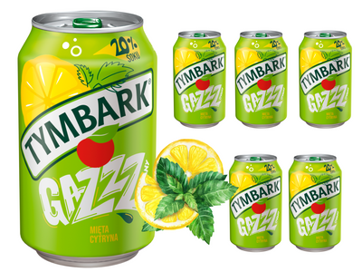 Tymbark Gazzzowany Napój gazowany mięta cytryna w puszce ZESTAW 6 x 330 ml