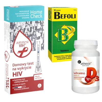 Milapharm test na HIV + witamina B-complex i D - wsparcie odporności