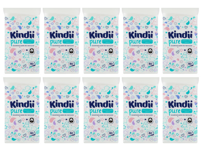 Kindii Pure Bawełniane płatki dla niemowląt ZESTAW 10 x 60 sztuk