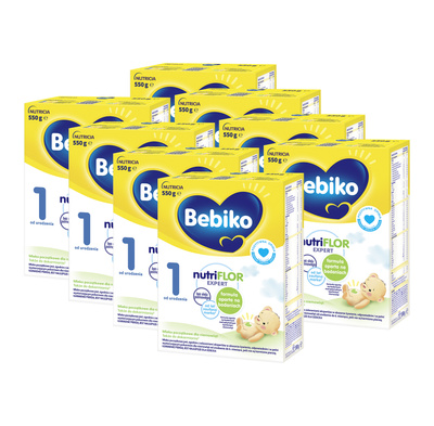 BEBIKO NUTRIflor Expert 1 mleko początkowe dla niemowląt od urodzenia ZESTAW 8 x 550 g