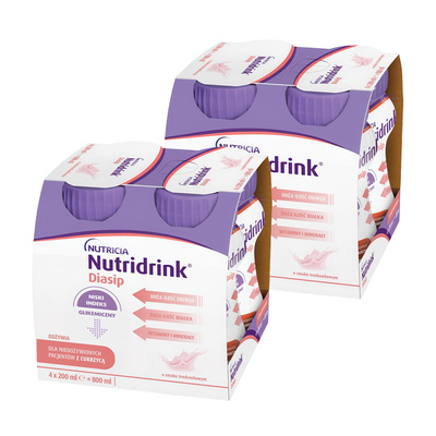 Nutridrink Diasip o smaku truskawkowym ZESTAW 8 x 200 ml