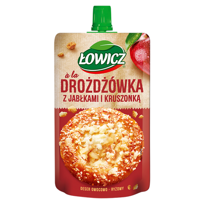 Łowicz Deser owocowo-ryżowy a'la drożdżówka z jabłkami i kruszonką 100 g krótka data