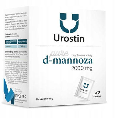 Urostin Czysta D-mannoza saszetki 2000 mg PĘCHERZ, UKŁAD MOCZOWY 20 saszetek