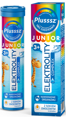 Plusssz Junior Elektrolity Complex 20 tabletek musujących o smaku pomarańczowym