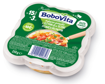 BoboVita obiadek makaronowe gwiazdki z szynką 250 g