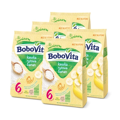 BoboVita Kaszka ryżowa o smaku bananowym po 4 miesiącu ZESTAW 5x180g