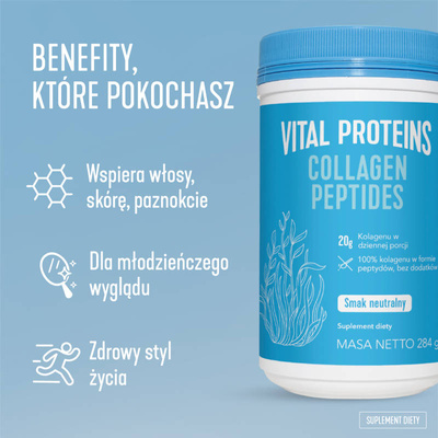 Vital Proteins Collagen Peptides dla młodzieńczego wyglądu, kolagen do picia o neutralnym smaku, 567g