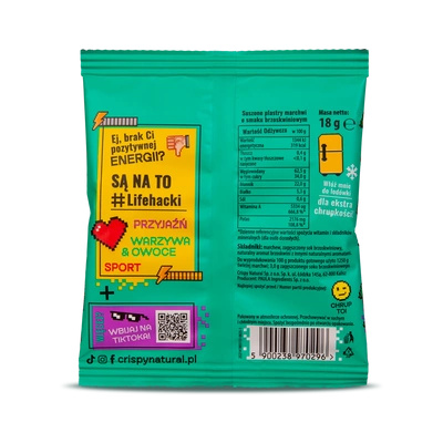 Crispy Natural marchew o smaku brzoskwiniowym - suszone kostki z marchwi 18 g