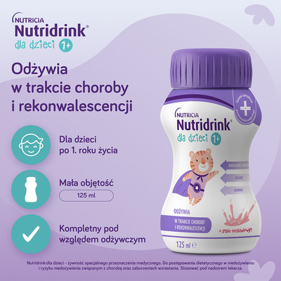 Nutridrink dla dzieci o smaku truskawkowym 4 x 125 ml
