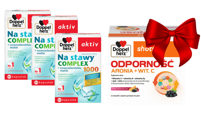 Doppelherz aktiv Na stawy COMPLEX 1000 3 x 60 kapsułek + szoty na ODPORNOŚĆ 20 ampułek GRATIS 