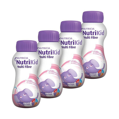 NutriKid Multi Fibre Napój odżywczo-leczniczy dla dzieci o smaku truskawki 4x200ml