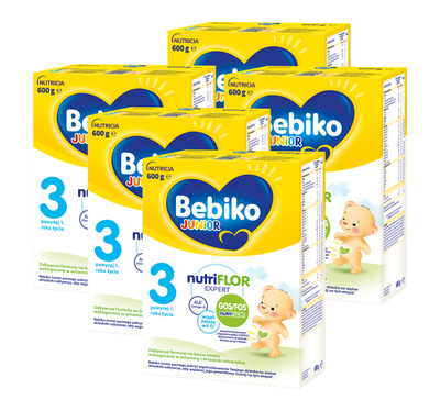Bebiko Junior 3 Odżywcza formuła na bazie mleka dla dzieci powyżej 1. roku życia ZESTAW 5x600g