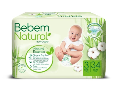 BEBEM NATURAL pieluszki bambusowe 3 MIDI 34 sztuki