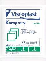 Viscoplast Kompresy jałowe 7,5x7,5cm 1 saszetka 3szt