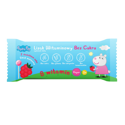 Lizaki witaminowe Świnka Peppa BEZ CUKRU smak malinowy 1 sztuka