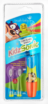 BRUSH-BABY KidzSonic Szczoteczka soniczna z trzema końcówkami dla dzieci 3-6 lat niebieska 1szt