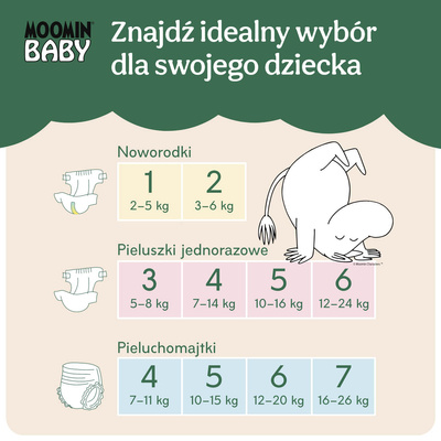 Moomin Baby 5 Maxi 10–16 kg (40 szt), eko pieluszki