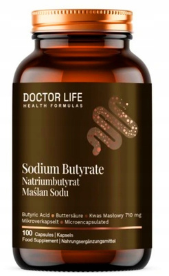 Doctor Life Maślan Sodu 1000 mg KWAS MASŁOWY, ZDROWE JELITA 100 kapsułek