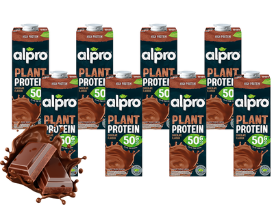 Alpro Napój sojowy o smaku czekoladowym proteinowy wysokobiałkowy ZESTAW 8 x 1 L