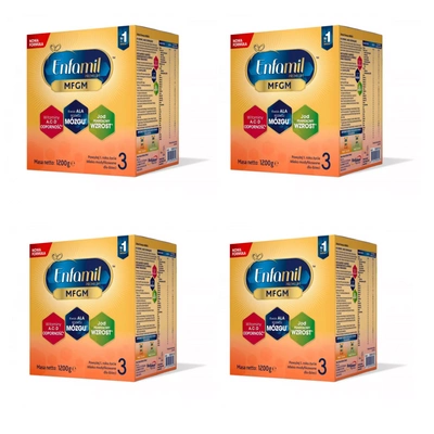 Enfamil Premium 3 MFGM mleko modyfikowane dla dzieci powyżej 1. roku życia ZESTAW 4x1200g 