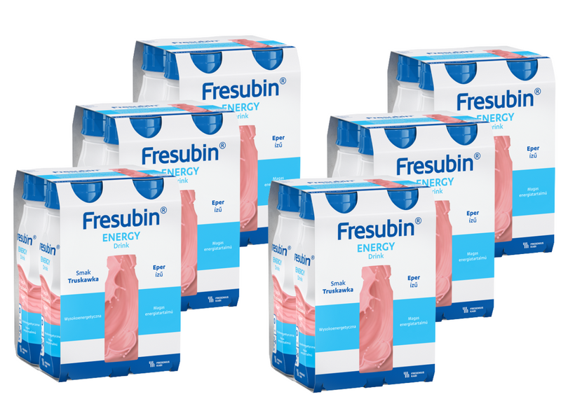 Fresubin Energy Drink, smak truskawkowy, ZESTAW 24 x 200 ml. Żywność specjalnego przeznaczenia medycznego. Dieta na Start