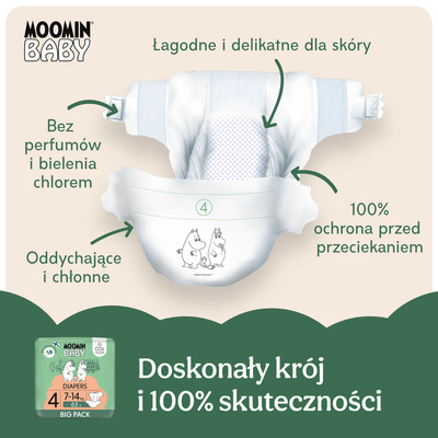 Moomin Baby 4 Maxi 7-14 kg (63 szt), eko pieluszki