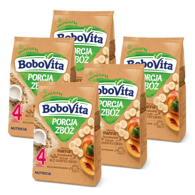 BoboVita Porcja zbóż Kaszka mleczna manna po 4 miesiącu ZESTAW 5 x 210 g