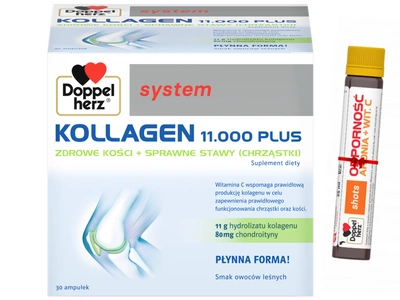 Doppelherz system KOLLAGEN 11.000 PLUS 30 sztuk + SHOT ODPORNOŚCIOWY GRATIS!