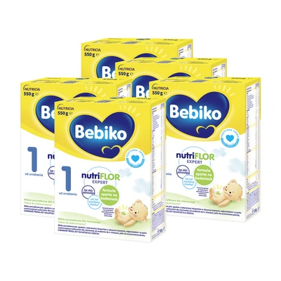 BEBIKO NUTRIflor Expert 1 mleko początkowe dla niemowląt od urodzenia ZESTAW 5 x 550 g