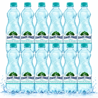 Żywiec Zdrój Delikatnie Musujący Woda źródlana ZESTAW 12 x 1 l