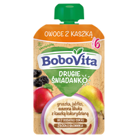 BoboVita Drugie Śniadanko Owoce z kaszką RÓŻNE SMAKI po 6 miesiącu ZESTAW 6 x 100 g