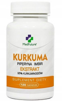 MedFuture Kurkuma ekstrakt 95% Piperyna Imbir odchudzanie 2500 mg 120 tabletek